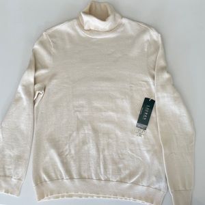 NWT Lauren Ralph Lauren Cream Cotton Turtleneck